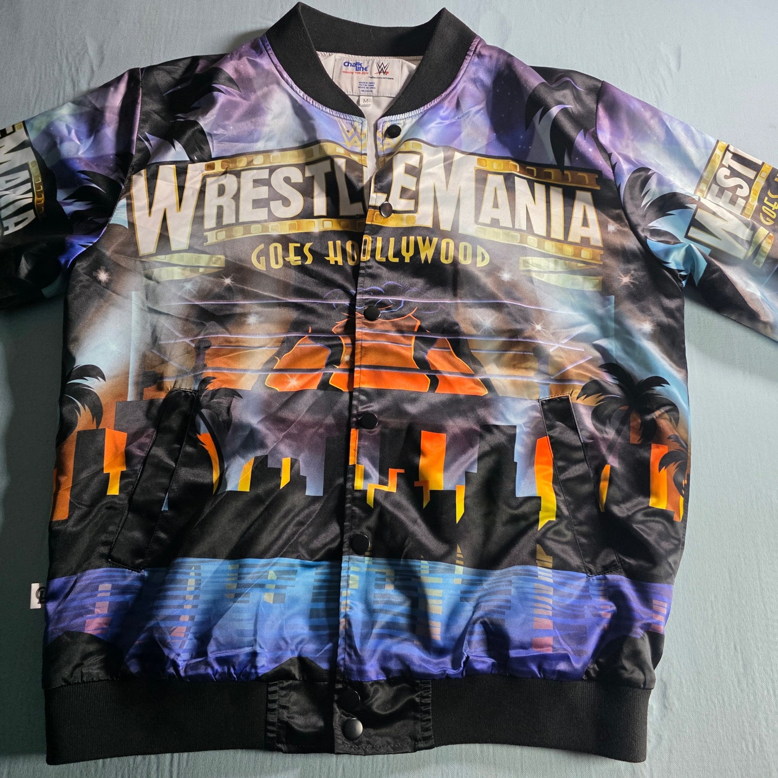 Wwe Wrestlemania 39 Goes Hollywood Chalk Line Satin Fanimationjacket Mens Medium
